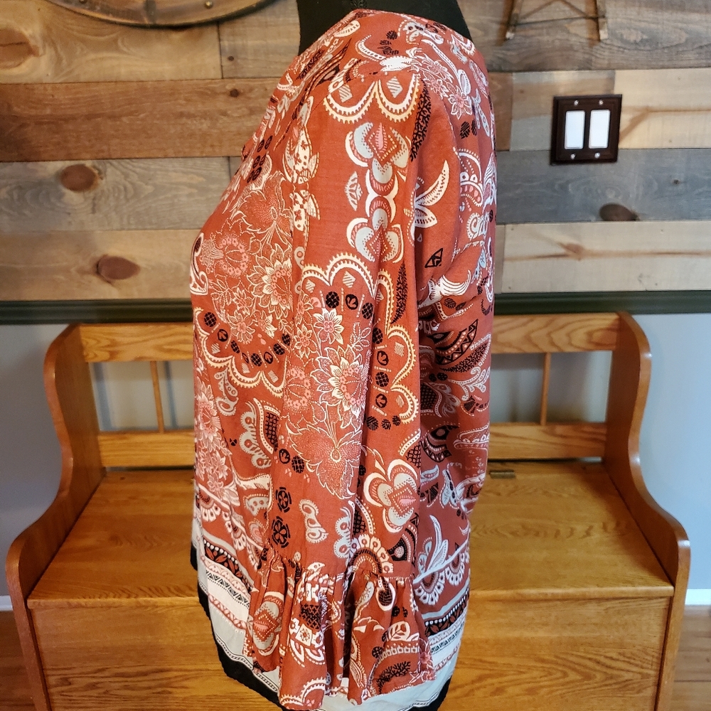 Ann Taylor Factory Paisley Flounce Sleeve Top - Picture 4 of 7